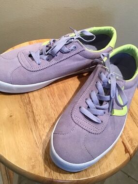 NWOT Vans Lavender Suede Sneakers with Neon Green Accent